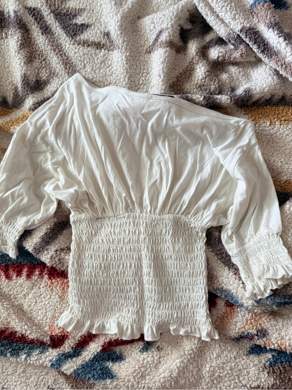 ASOS Women's White Smocked Peplum Blouse